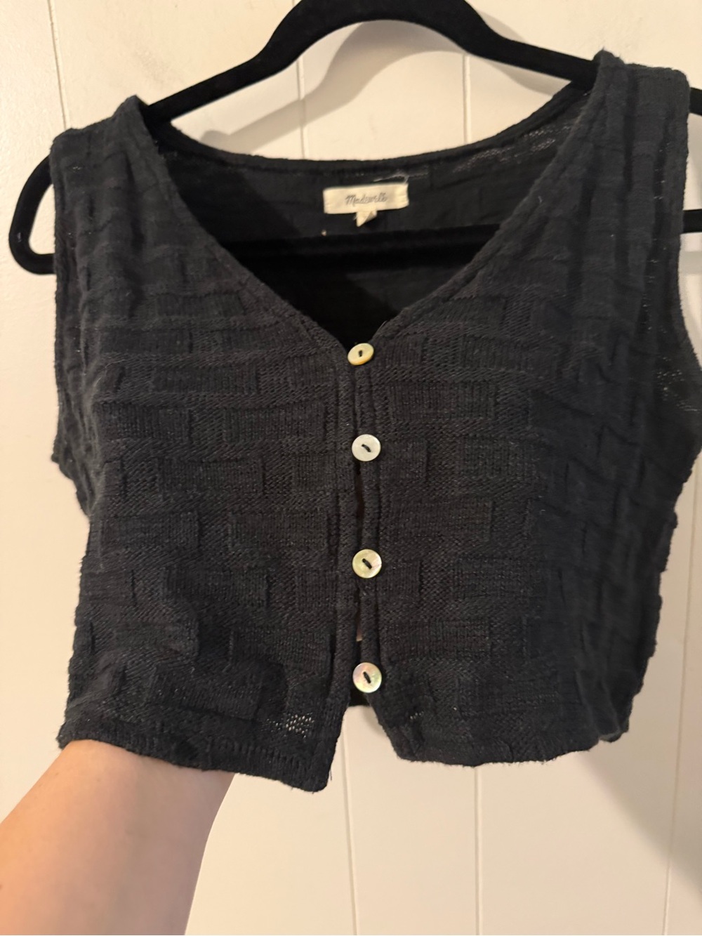 Madewell Basketweave-Stitch Vest in True Black XS - Picture 7 of 11